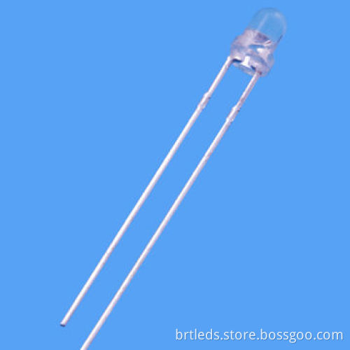 3mm Round LED Lamp, White Color (x=0.35/y=0.36)/Water Clear Lens, 11,000mcd, 30° Viewing Angle